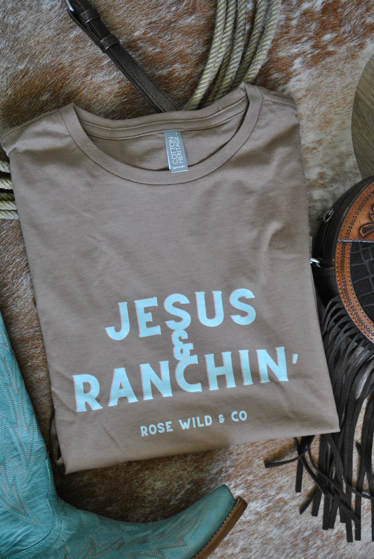 Jesus & Ranchin’ Crop Tee